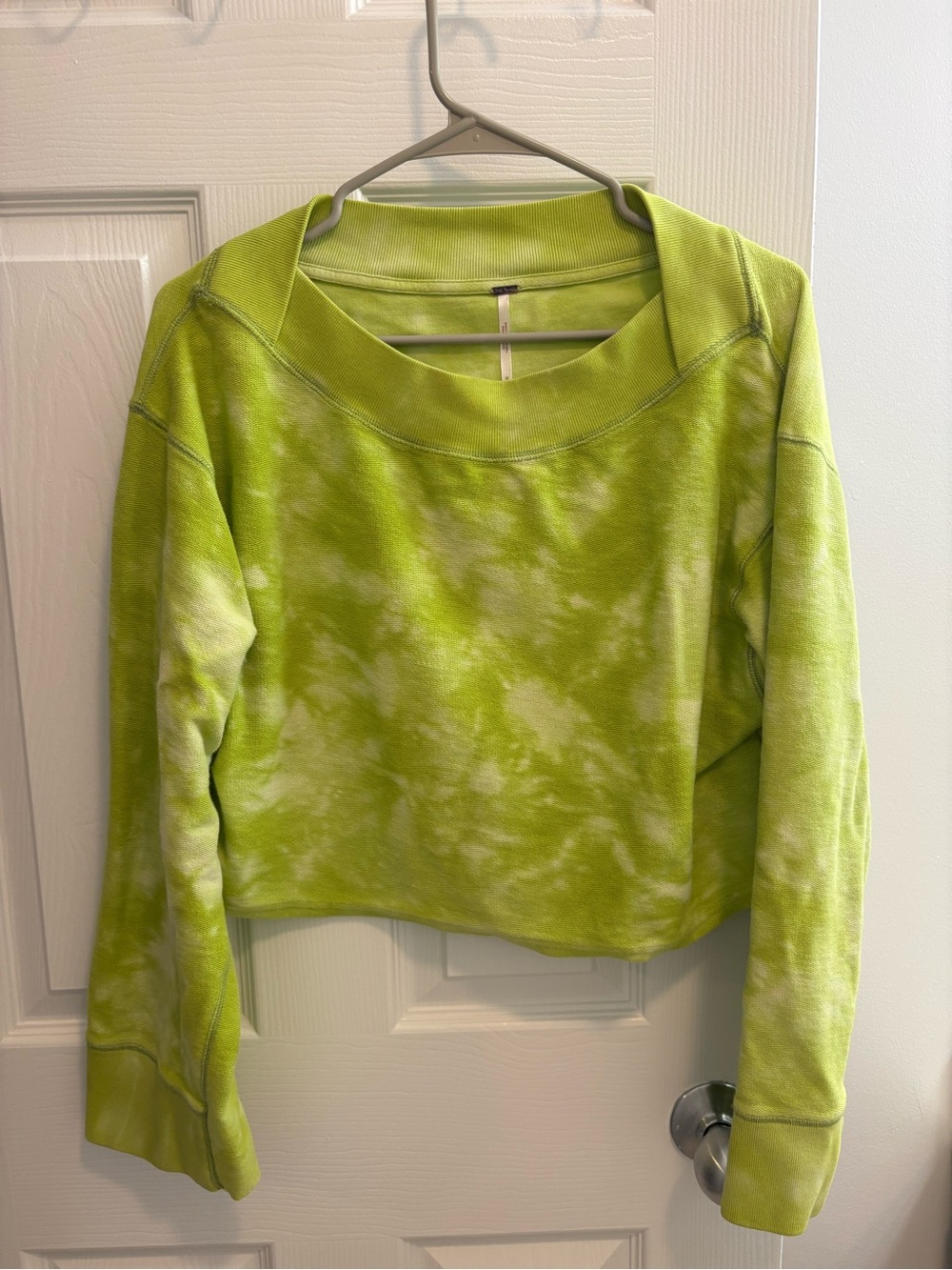 Free People Cropped Tie-Dye Green Pullover